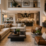 Modern home interior showcasing contemporary interior design ideas with elegant furniture, natural lighting, earth-tone colors, stylish decor, and open-concept living spaces designed for comfort and functionality.