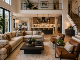 Modern home interior showcasing contemporary interior design ideas with elegant furniture, natural lighting, earth-tone colors, stylish decor, and open-concept living spaces designed for comfort and functionality.